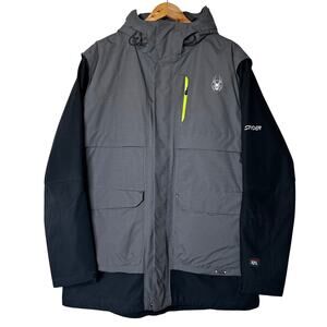 Spyder Ski Jacket‎ Size L Gray Black 100% Nylon Water Resistant Convertible